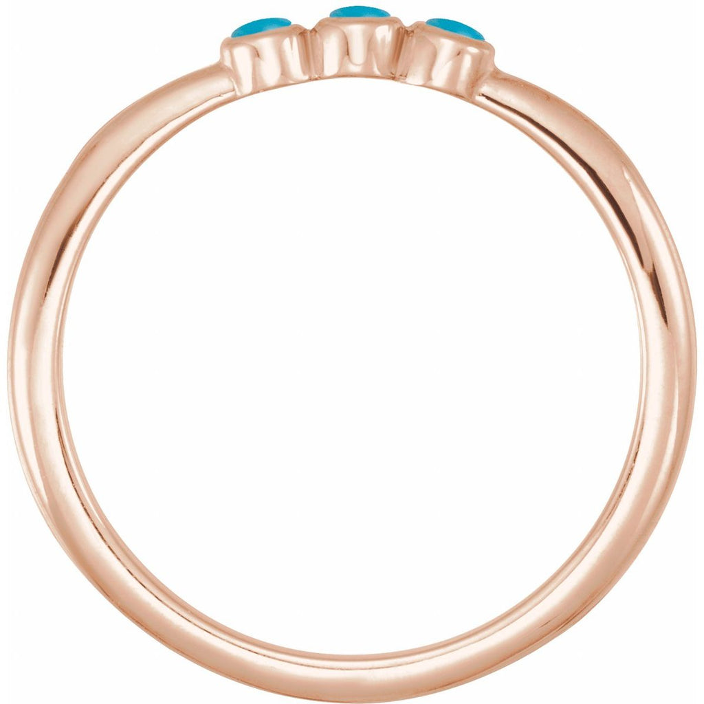 Natural Turquoise Stackable Ring in 14k rose gold