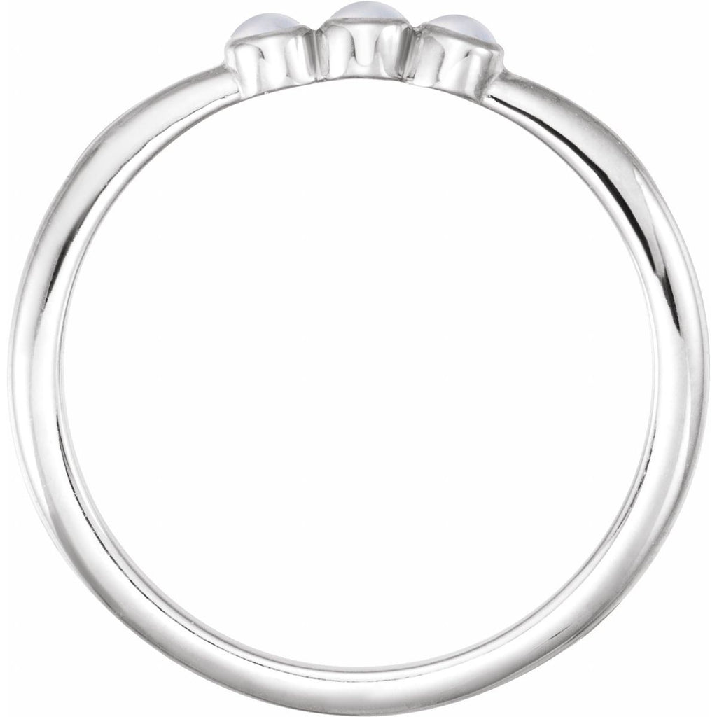 Natural Rainbow Moonstone Stackable Ring in 14k white gold