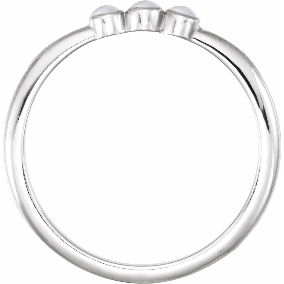 Natural Rainbow Moonstone Stackable Ring in 14k white gold
