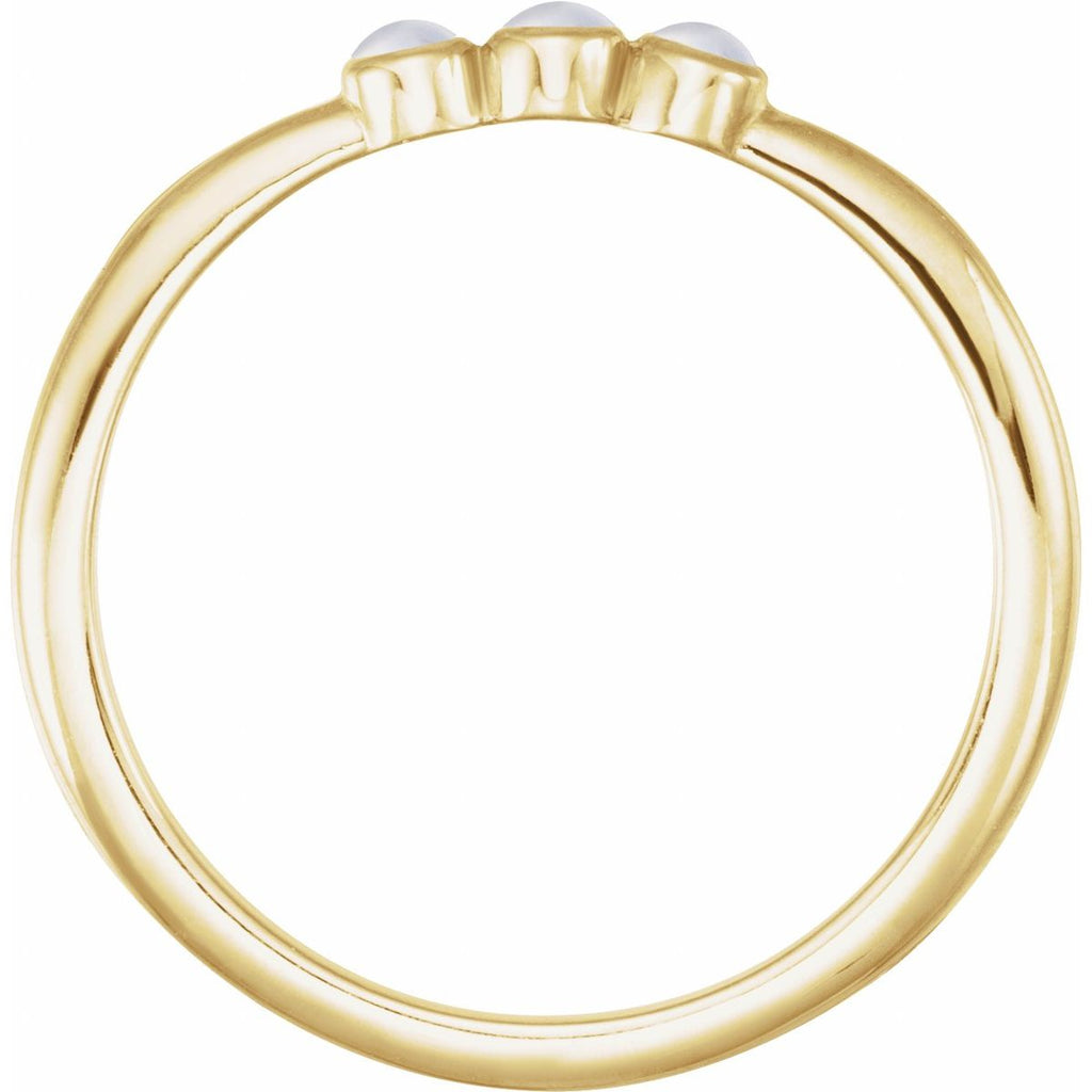 Natural Rainbow Moonstone Stackable Ring in 14k yellow gold