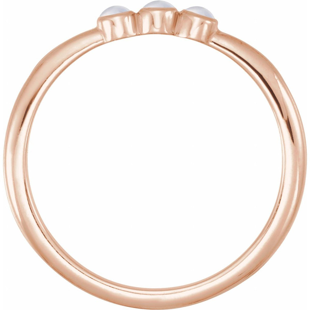 Natural Rainbow Moonstone Stackable Ring in 14k rose gold