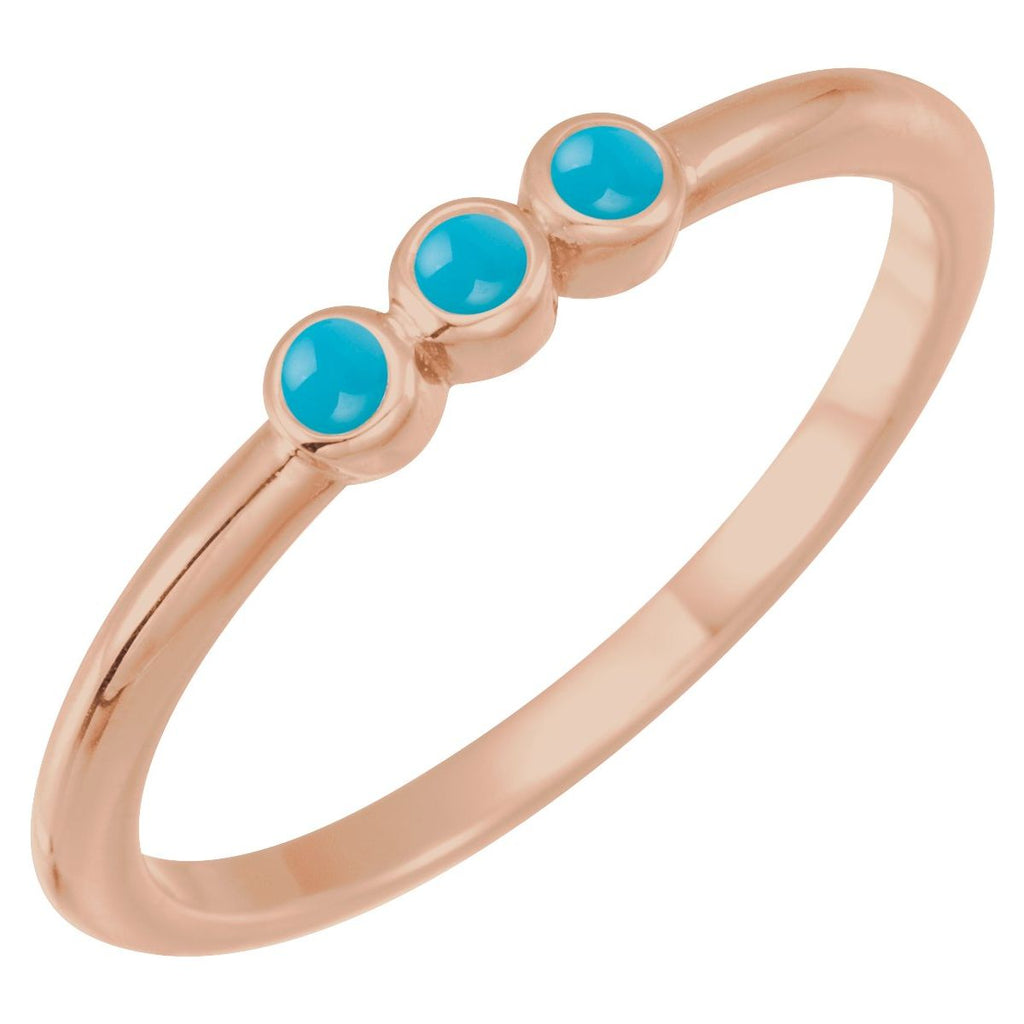 Natural Turquoise Stackable Ring in 14k rose gold