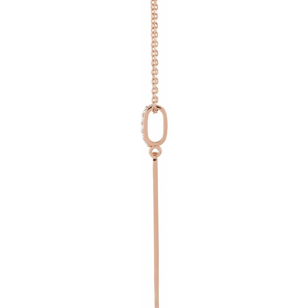 .05 CTW Natural Diamond Engravable Bar Necklace in 14k rose gold