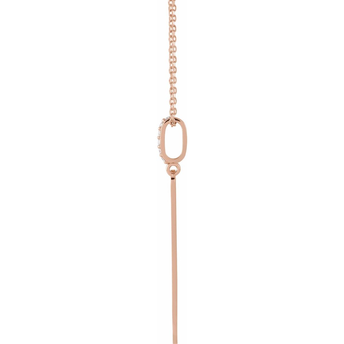 .05 CTW Natural Diamond Engravable Bar Necklace in 14k rose gold