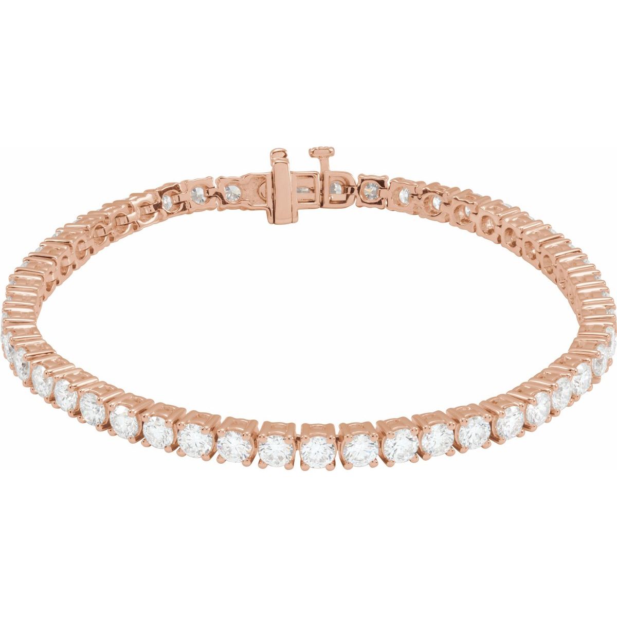 7 CTW Lab-Grown Diamond Line Bracelet in 14k rose gold