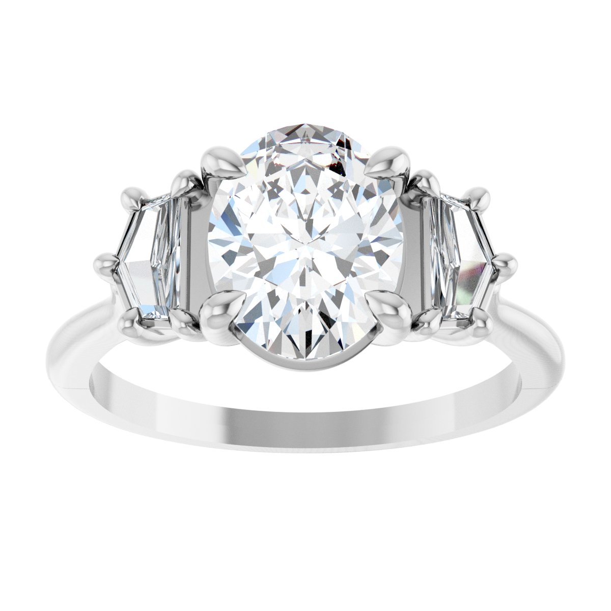 1 3/4 CTW Lab-Grown Diamond Three-Stone Engagement Ring in 14k white gold