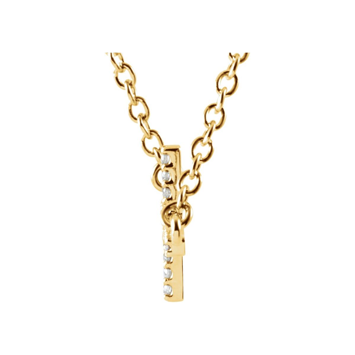 .08 CTW Natural Diamond Sideways Cross Necklace in 14k yellow gold