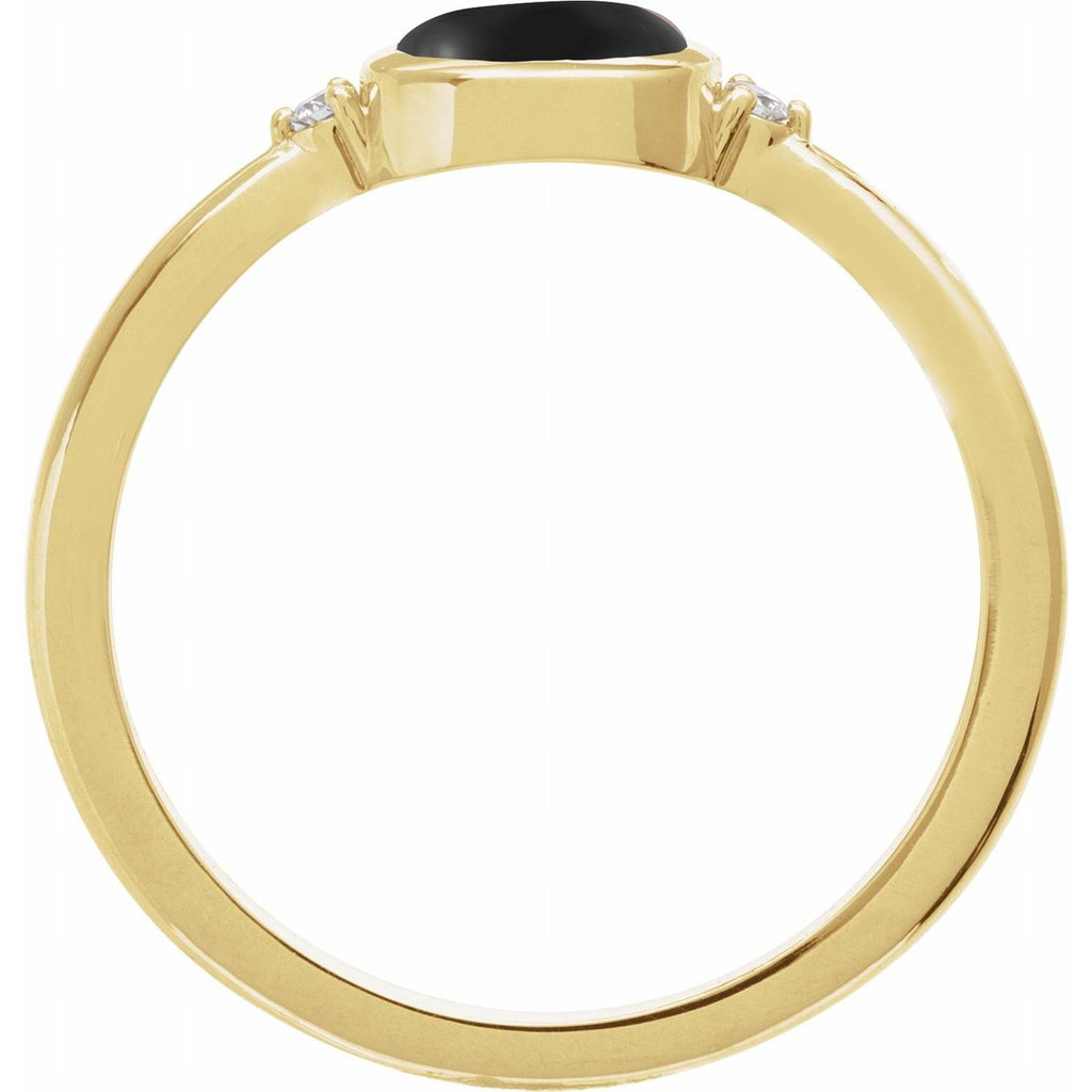 6 mm Round Natural Black Onyx & .03 CTW Natural Diamond Ring in 14k yellow gold