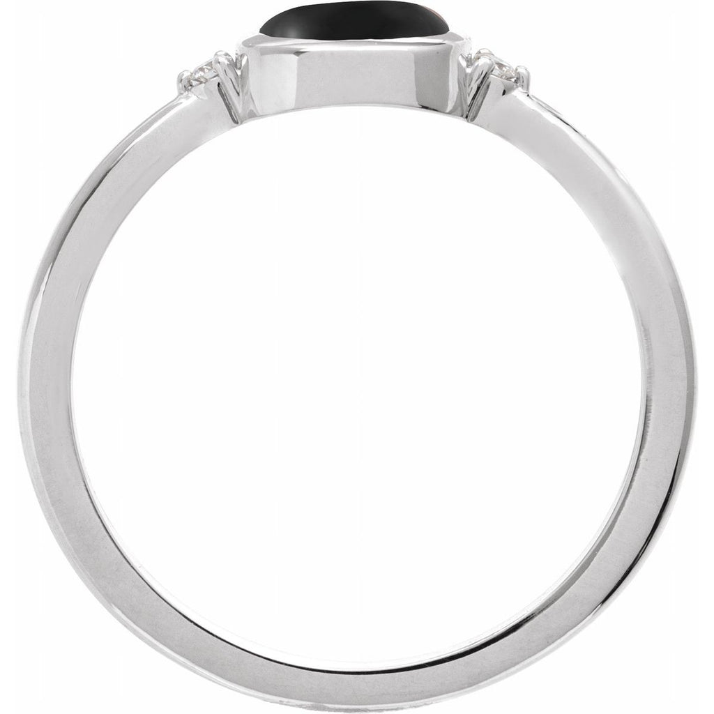 6 mm Round Natural Black Onyx & .03 CTW Natural Diamond Ring in 14k white gold