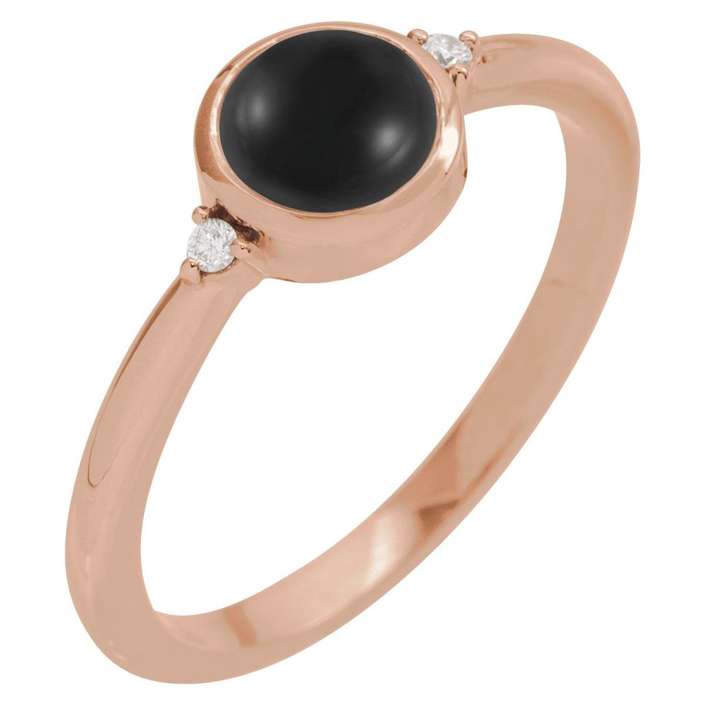 6 mm Round Natural Black Onyx & .03 CTW Natural Diamond Ring in 14k rose gold