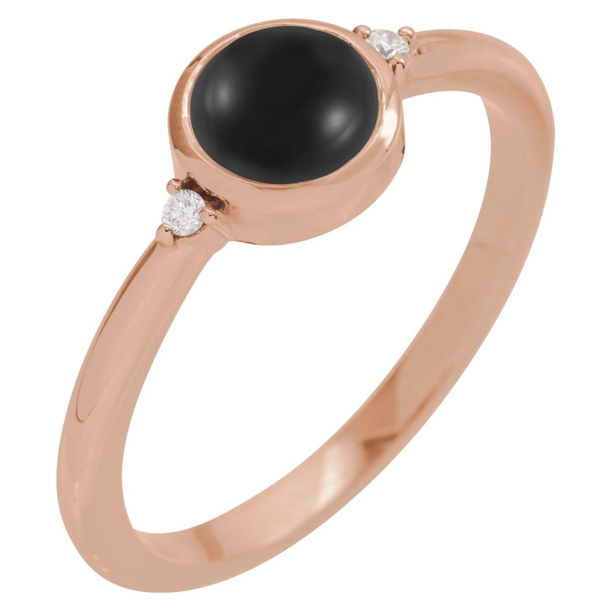 6 mm Round Natural Black Onyx & .03 CTW Natural Diamond Ring in 14k rose gold