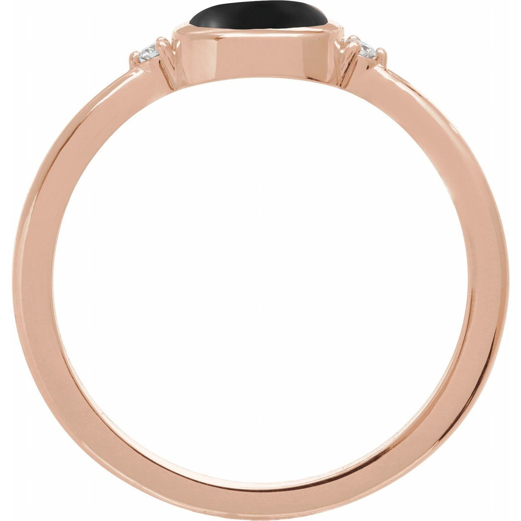 6 mm Round Natural Black Onyx & .03 CTW Natural Diamond Ring in 14k rose gold
