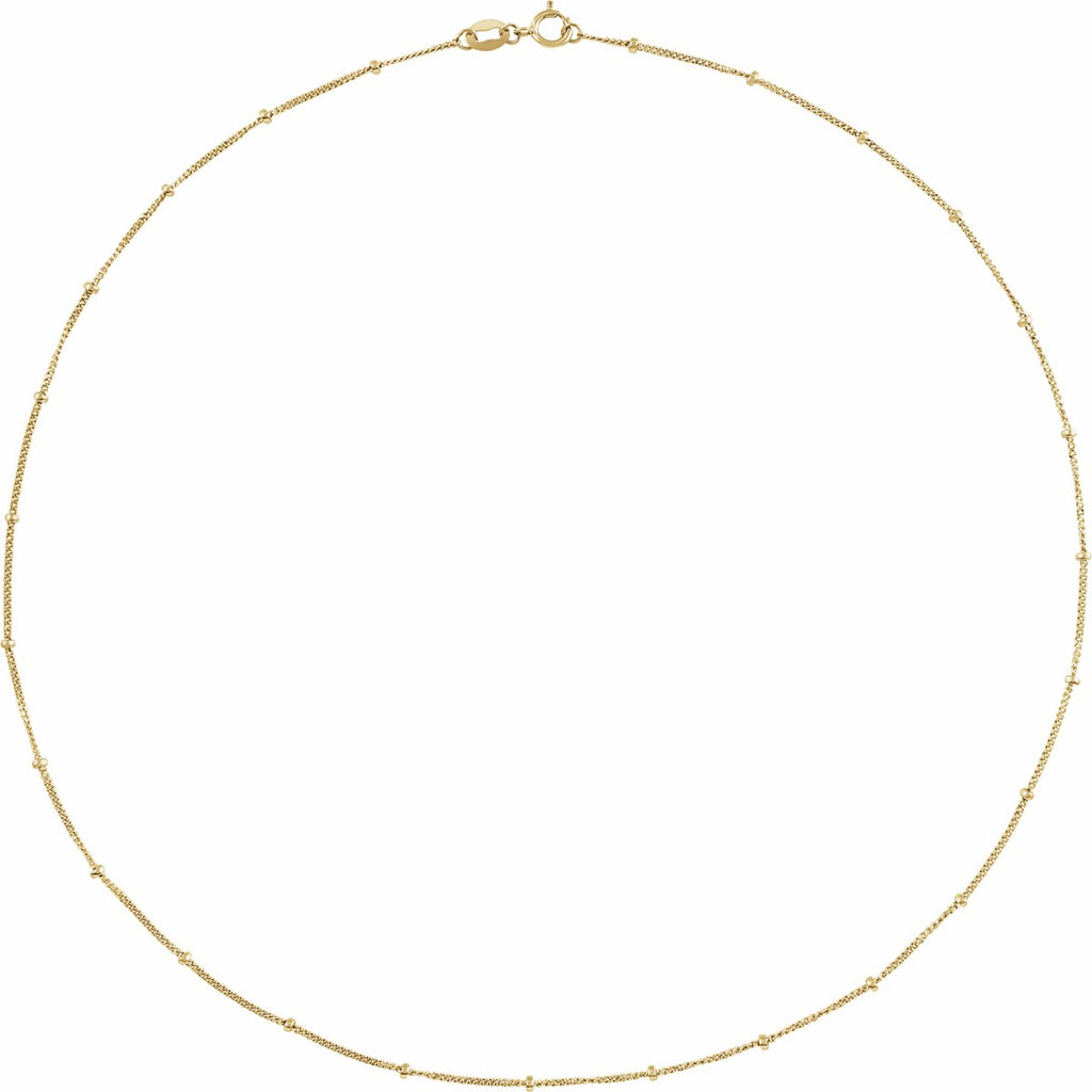 1 mm Beaded Curb Chain in 14k yellow gold
