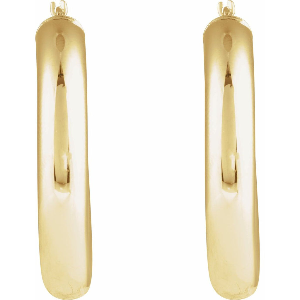 Round Tube 30 mm Hoop Earrings in 14k yellow gold