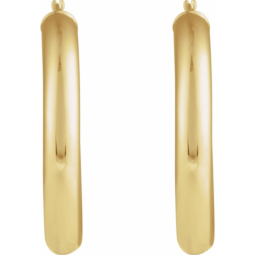 Round Tube 35 mm Hoop Earrings in 14k yellow gold
