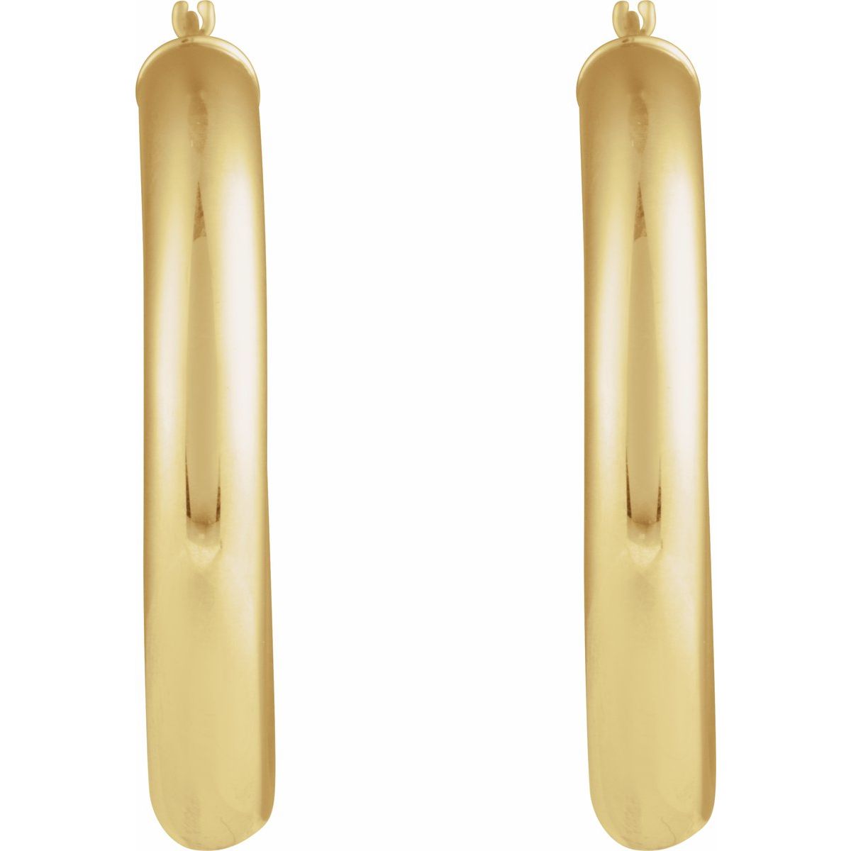 Round Tube 35 mm Hoop Earrings in 14k yellow gold