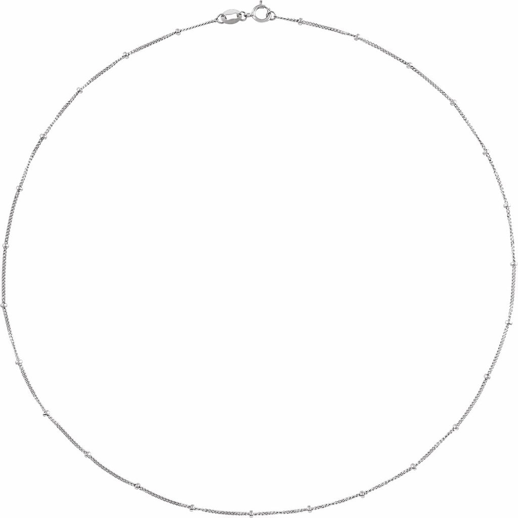 1 mm Beaded Curb Chain in 14k white gold