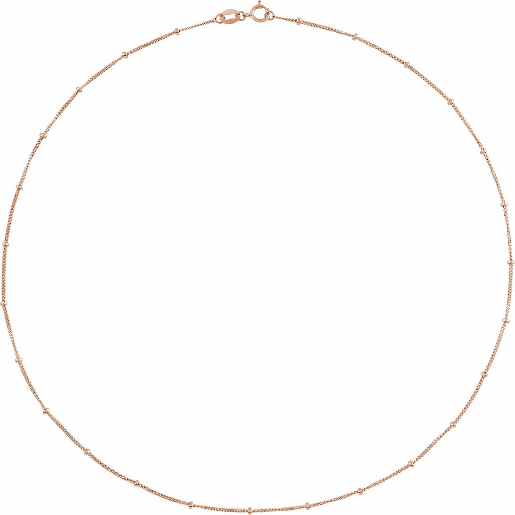 1 mm Beaded Curb Chain in 14k rose gold