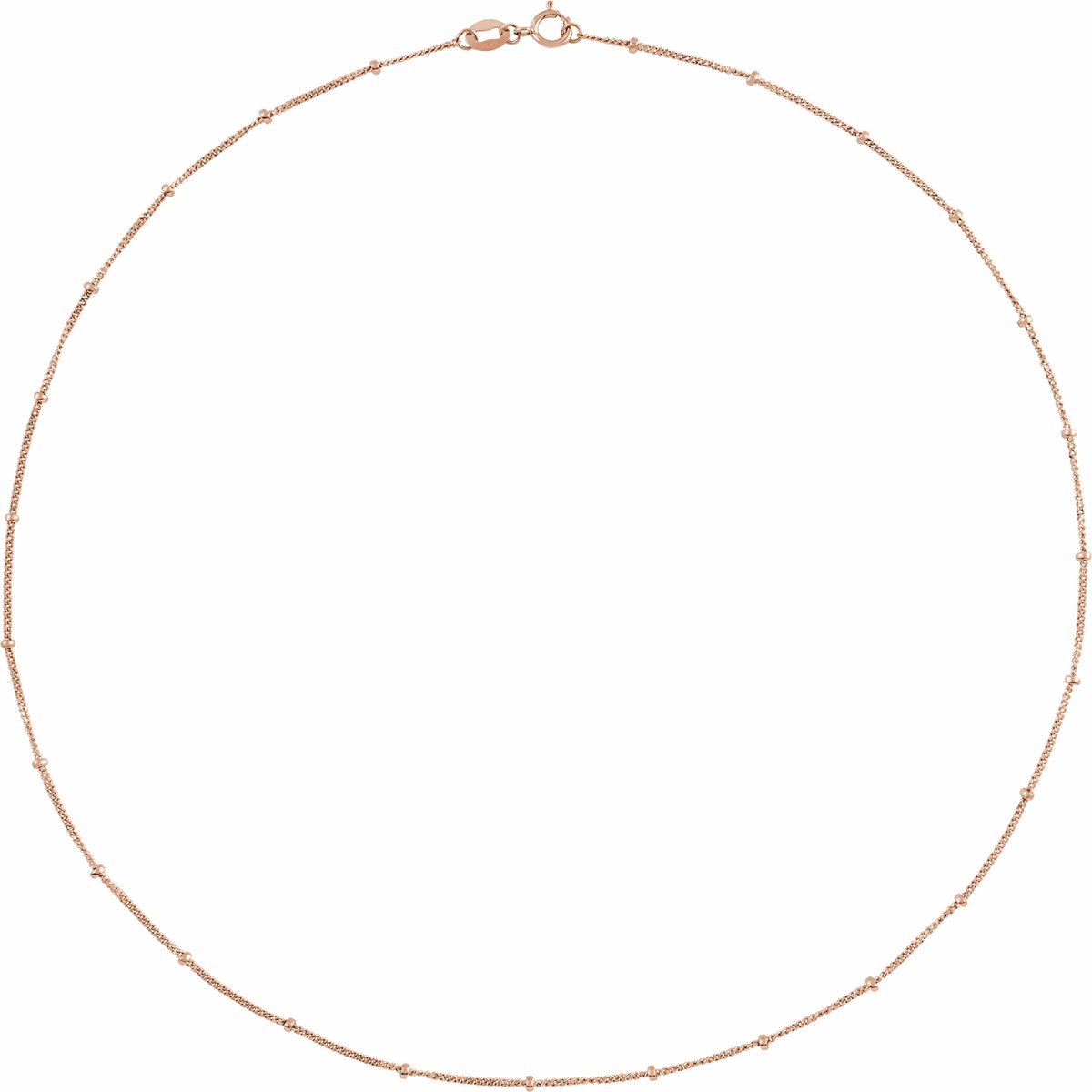 1 mm Beaded Curb Chain in 14k rose gold