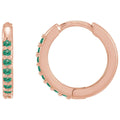 Lab-Grown Emerald Hinged 12.5 mm Hoop Earrings in 14k rose gold
