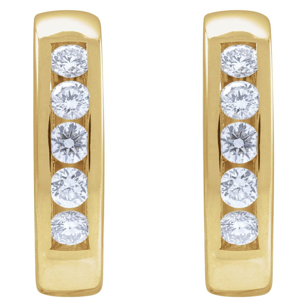1/3 CTW Natural Diamond 14 mm Hinged Hoop Earrings in 14k yellow gold