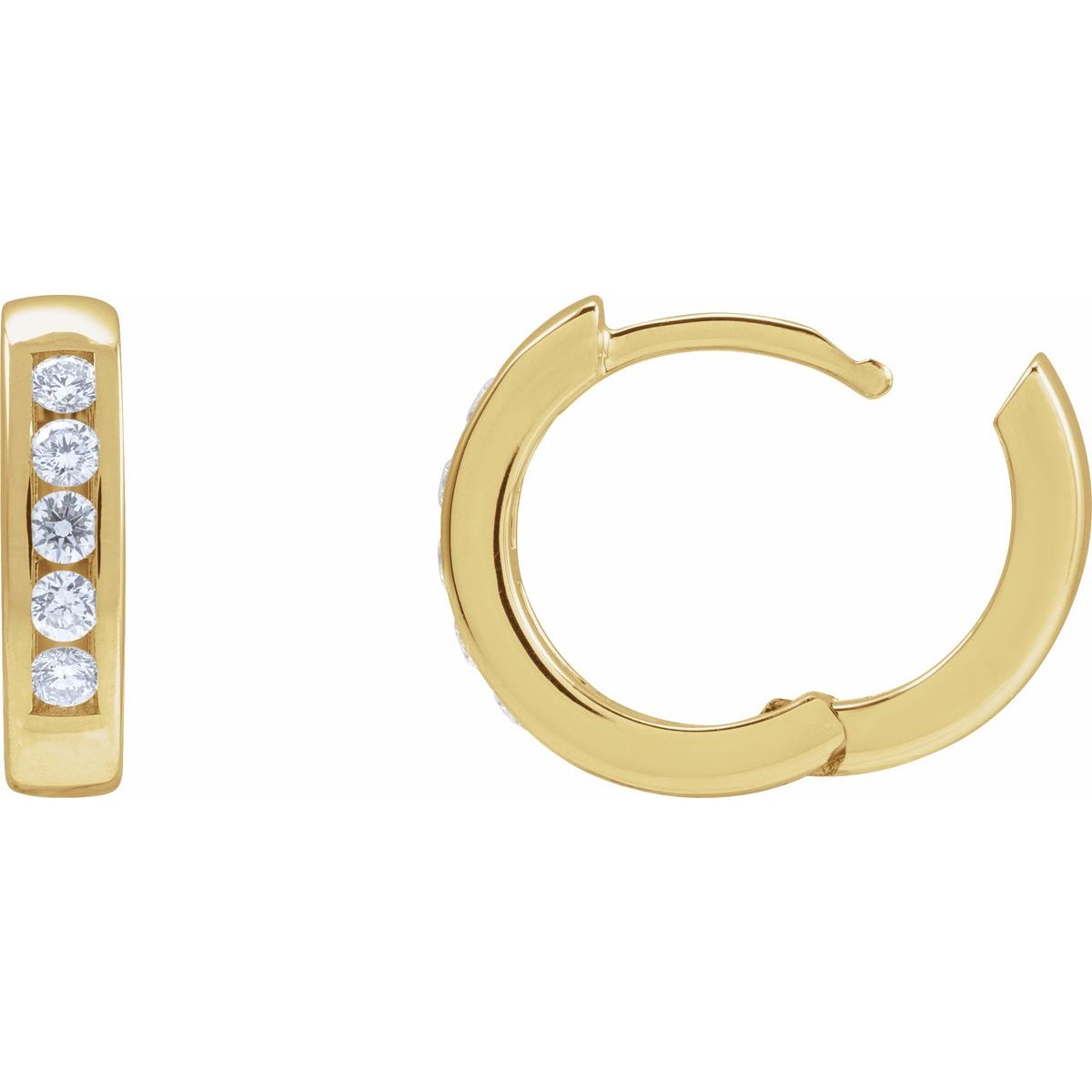 1/3 CTW Natural Diamond 14 mm Hinged Hoop Earrings in 14k yellow gold