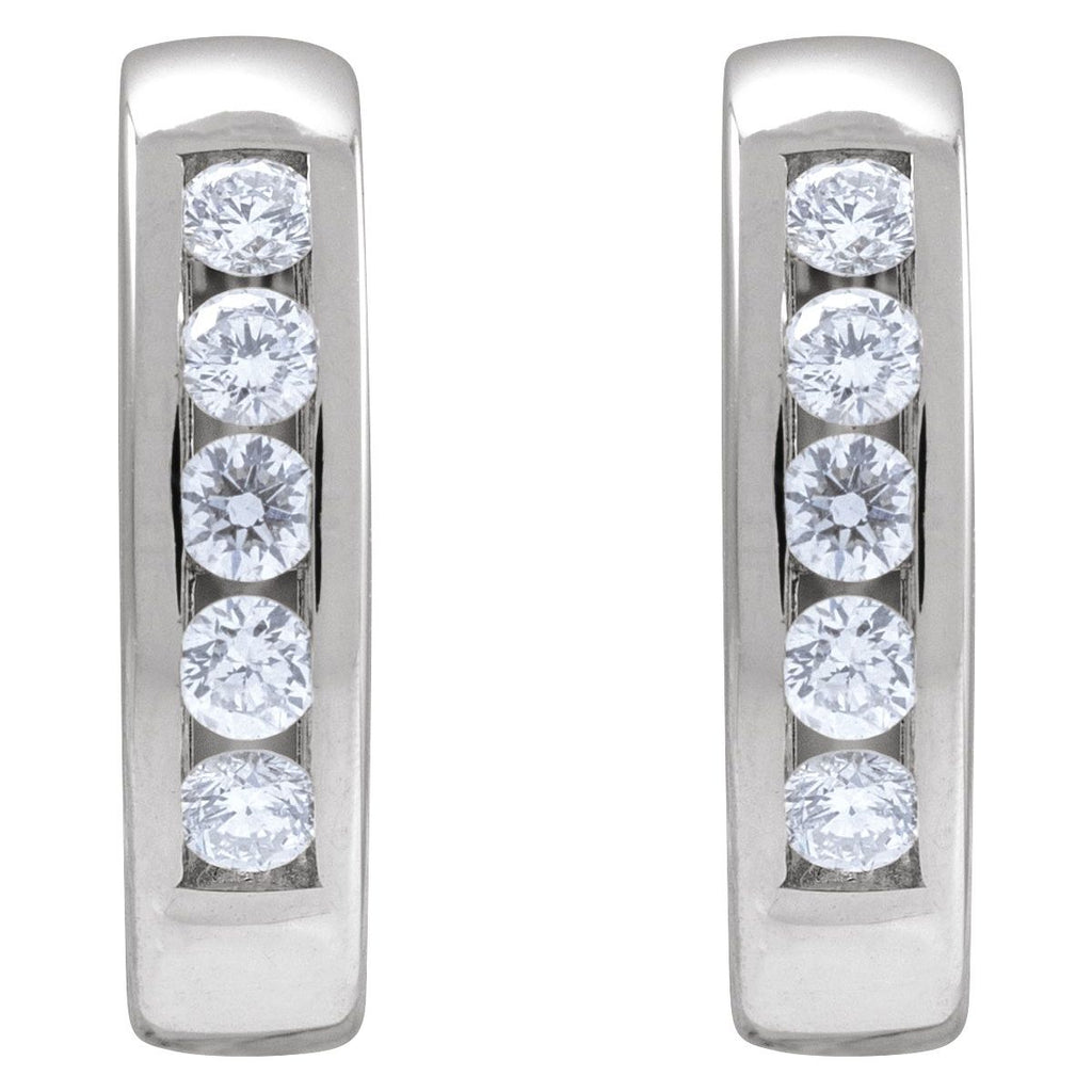 1/3 CTW Natural Diamond 14 mm Hinged Hoop Earrings in 14k white gold