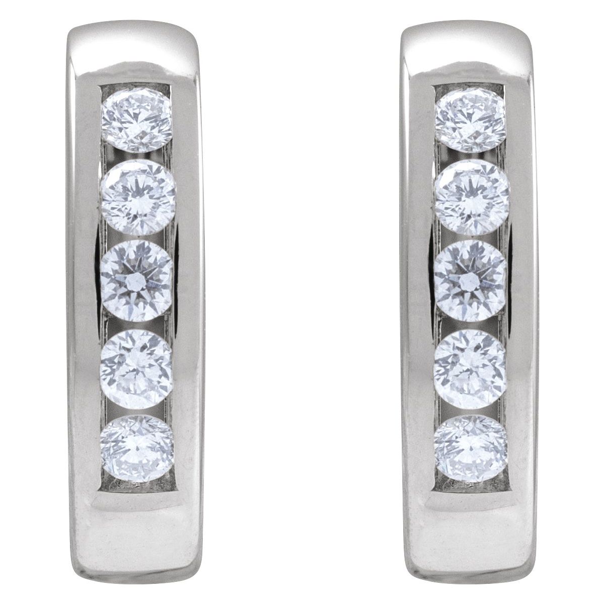 1/3 CTW Natural Diamond 14 mm Hinged Hoop Earrings in 14k white gold
