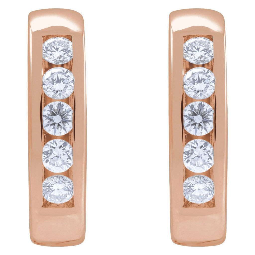 1/3 CTW Natural Diamond 14 mm Hinged Hoop Earrings in 14k rose gold