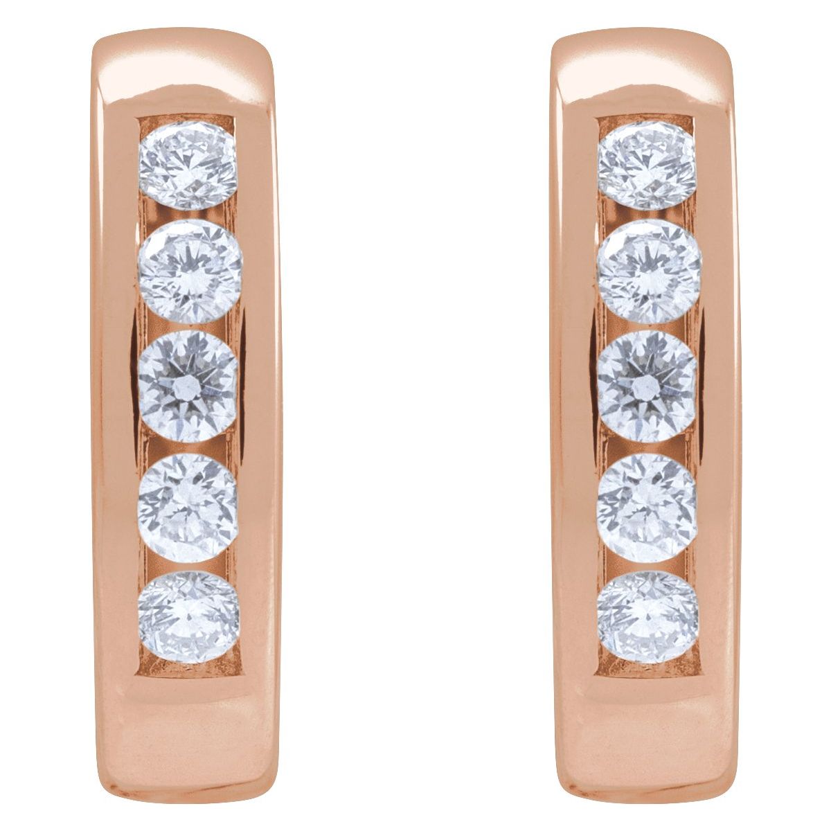 1/3 CTW Natural Diamond 14 mm Hinged Hoop Earrings in 14k rose gold