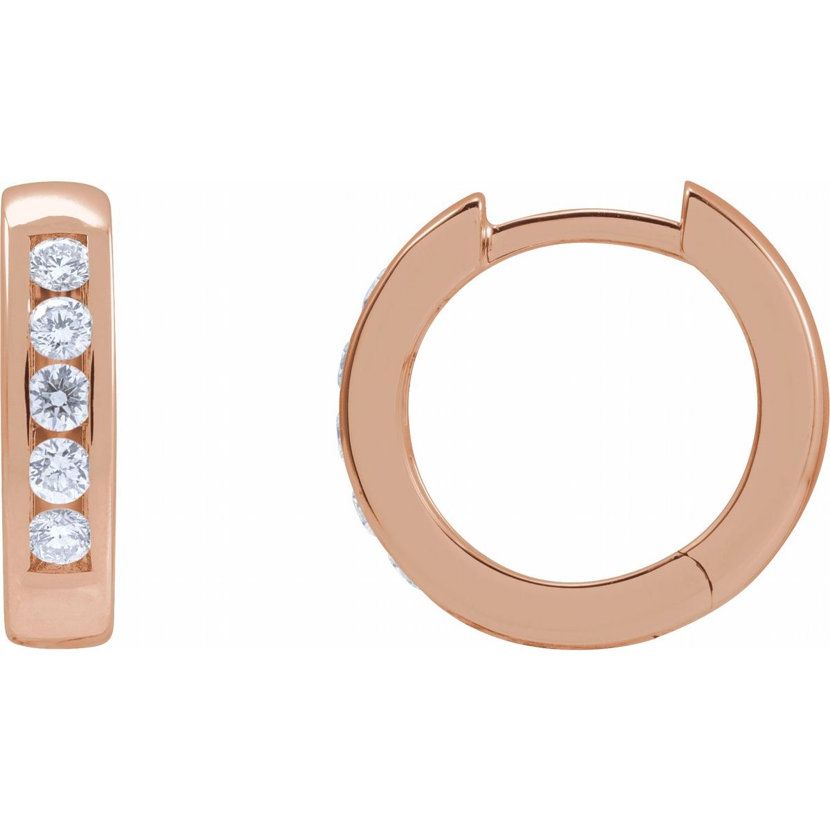 1/3 CTW Natural Diamond 14 mm Hinged Hoop Earrings in 14k rose gold