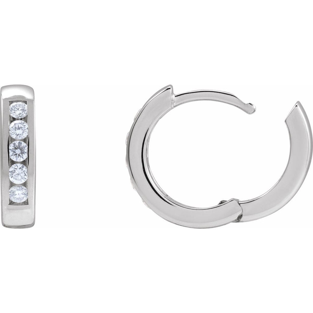 1/3 CTW Natural Diamond 14 mm Hinged Hoop Earrings in 14k white gold