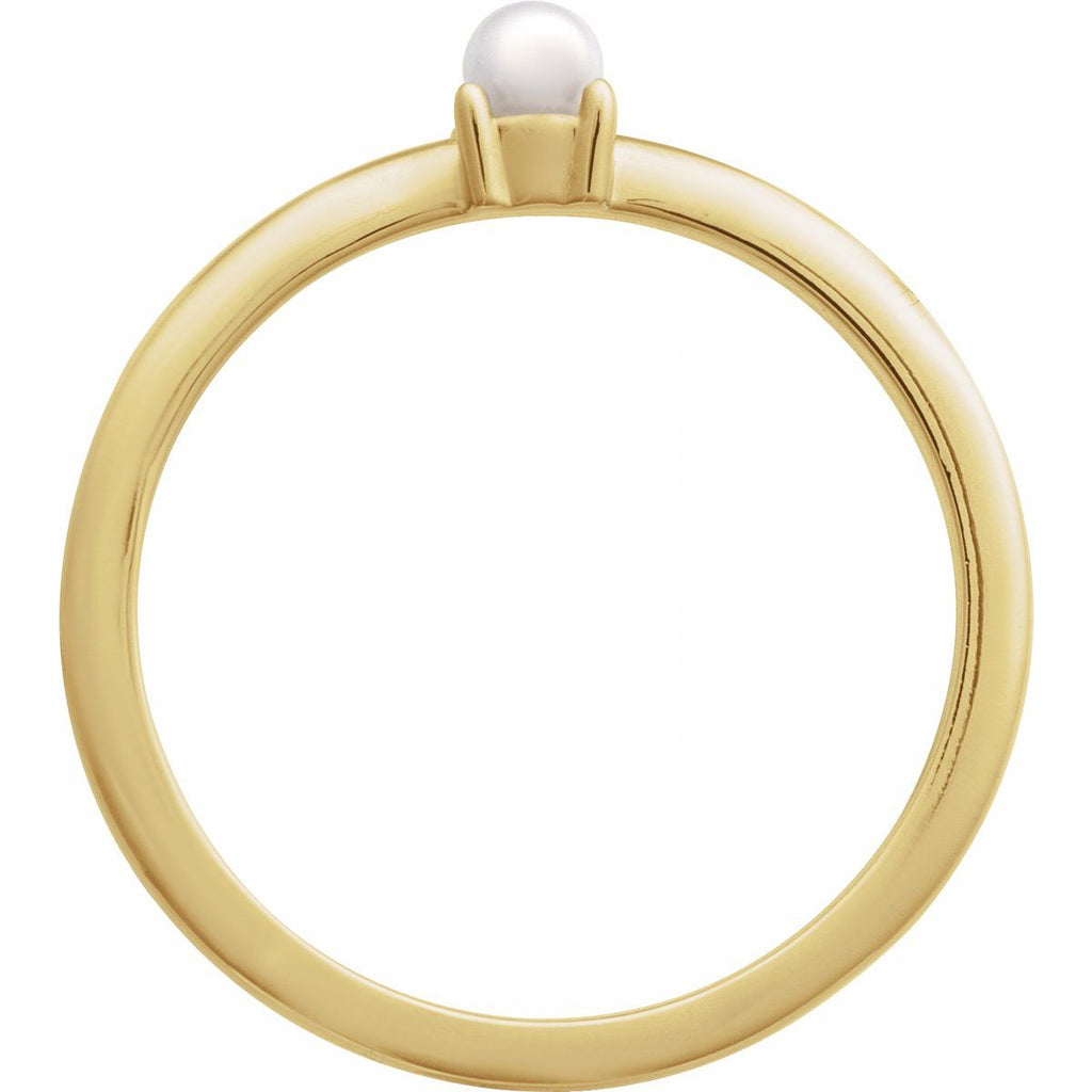 Cultured White Seed Pearl Ring in 14k yellow gold
