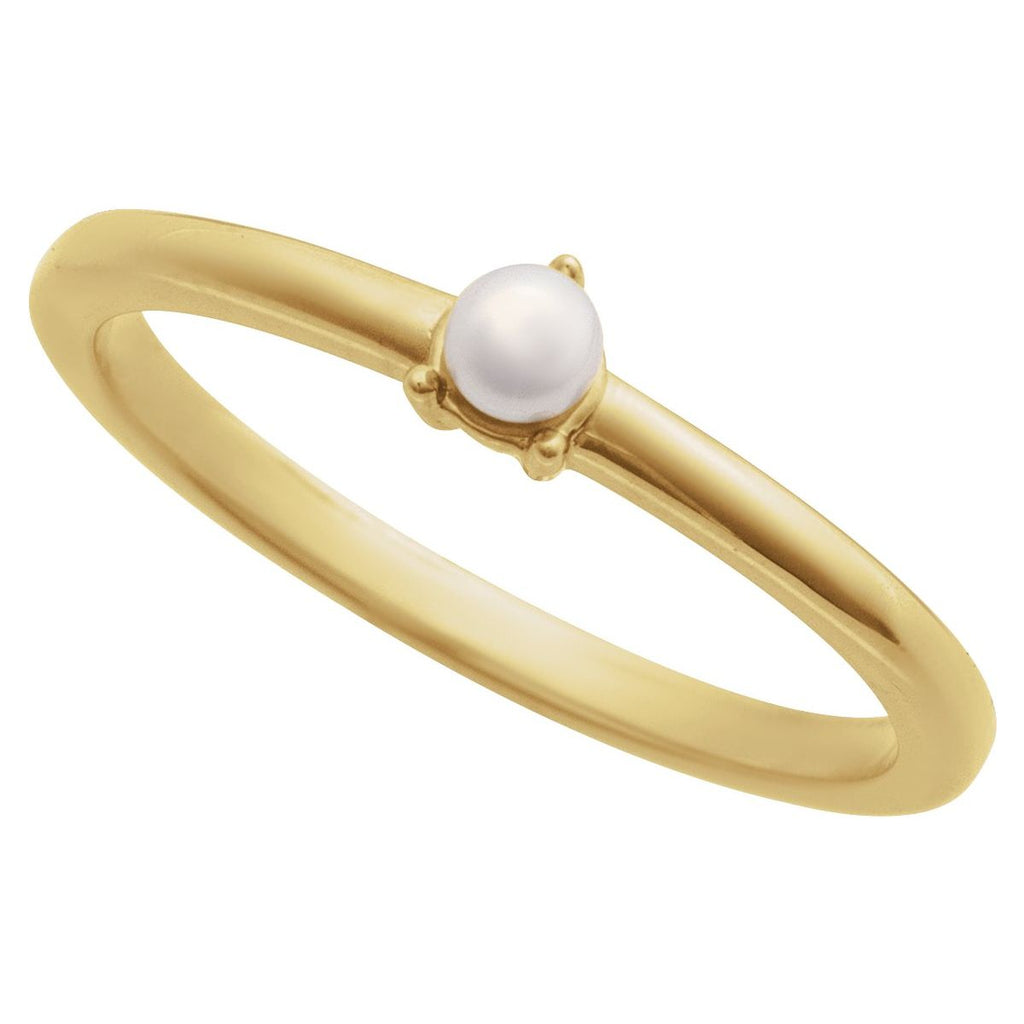 Cultured White Seed Pearl Ring in 14k yellow gold