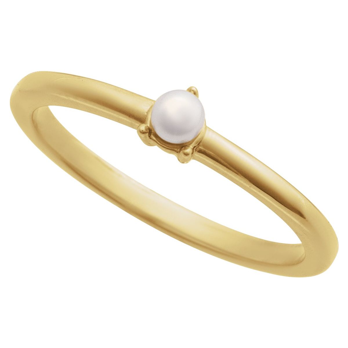 Cultured White Seed Pearl Ring in 14k yellow gold