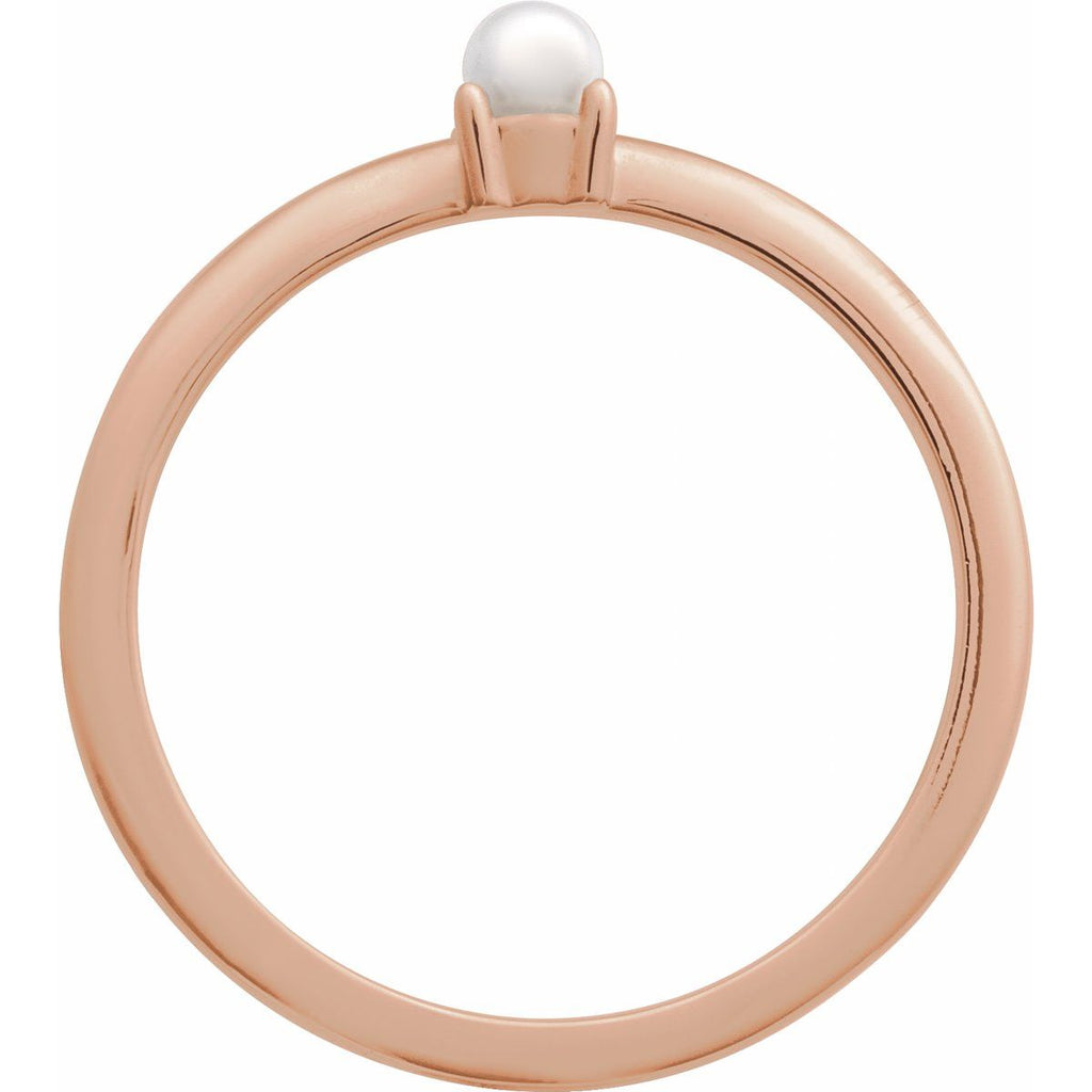 Cultured White Seed Pearl Ring in 14k rose gold