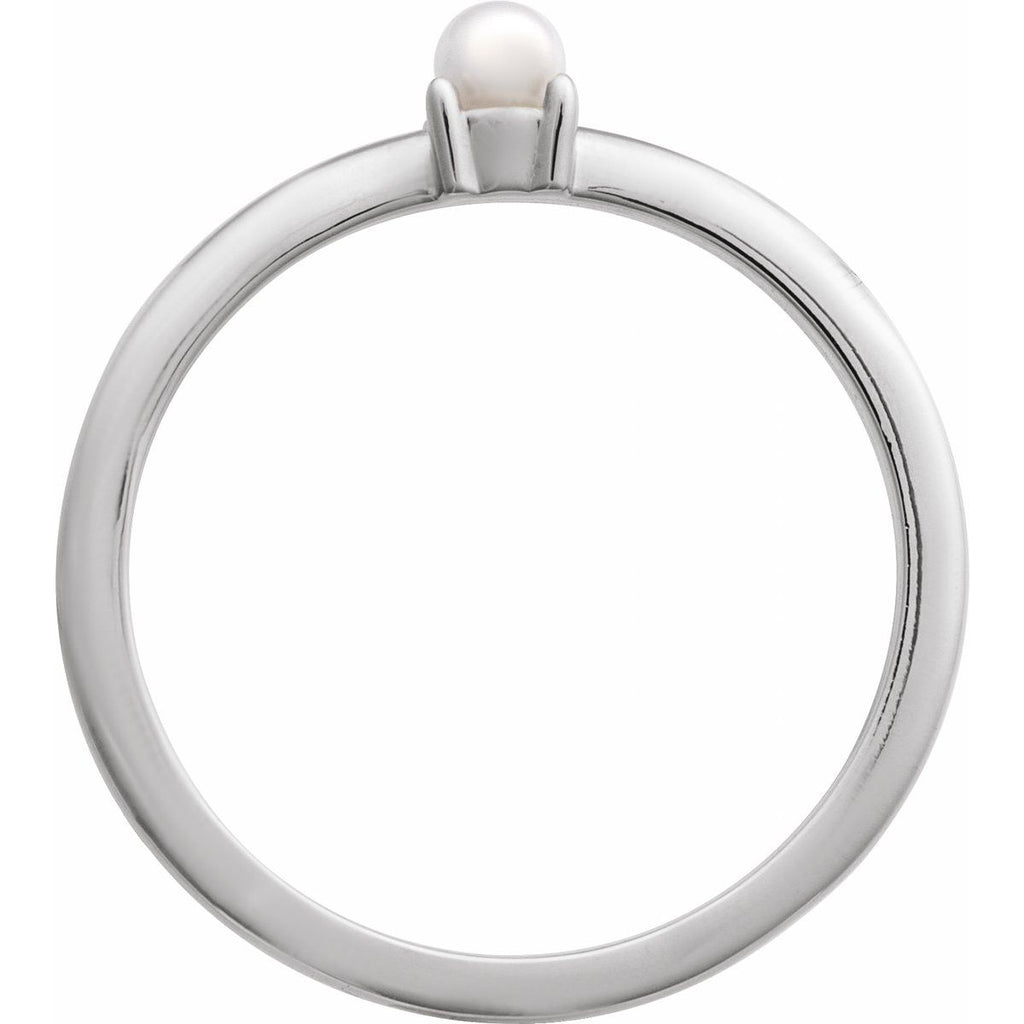 Cultured White Seed Pearl Ring in 14k white gold