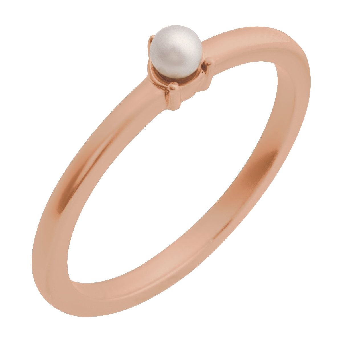 Cultured White Seed Pearl Ring in 14k rose gold