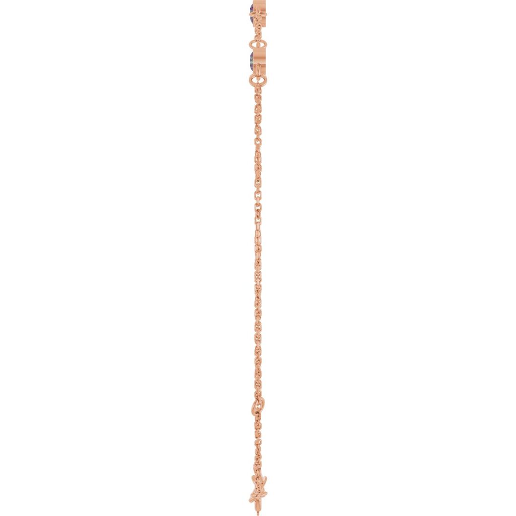 Lab-Grown Alexandrite Bezel-Set 3-Stone Bracelet in 14k rose gold