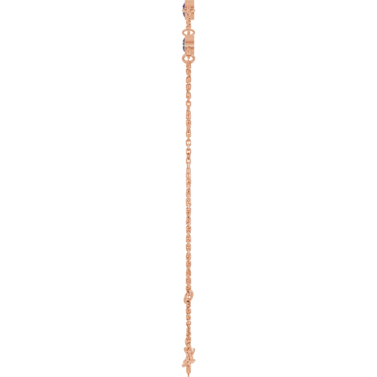 Lab-Grown Alexandrite Bezel-Set 3-Stone Bracelet in 14k rose gold