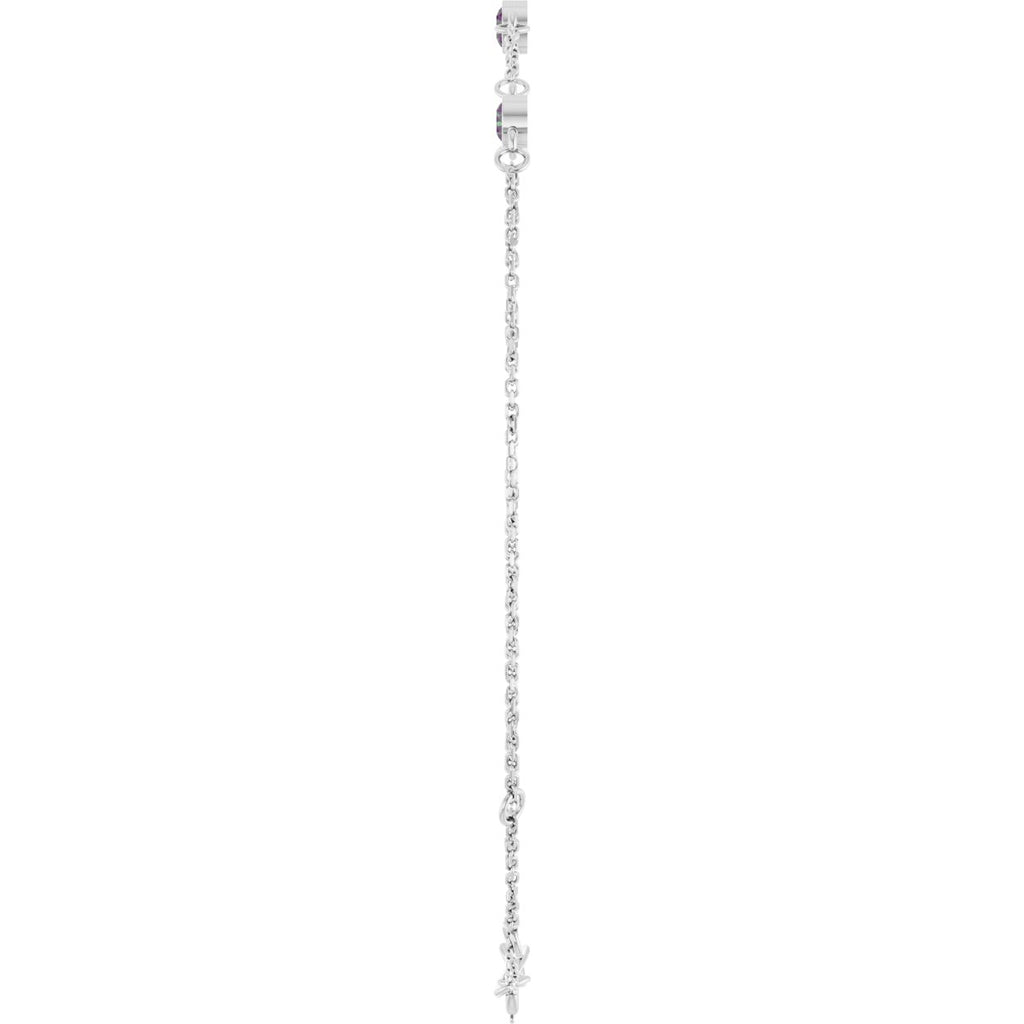 Lab-Grown Alexandrite Bezel-Set 3-Stone Bracelet in 14k white gold