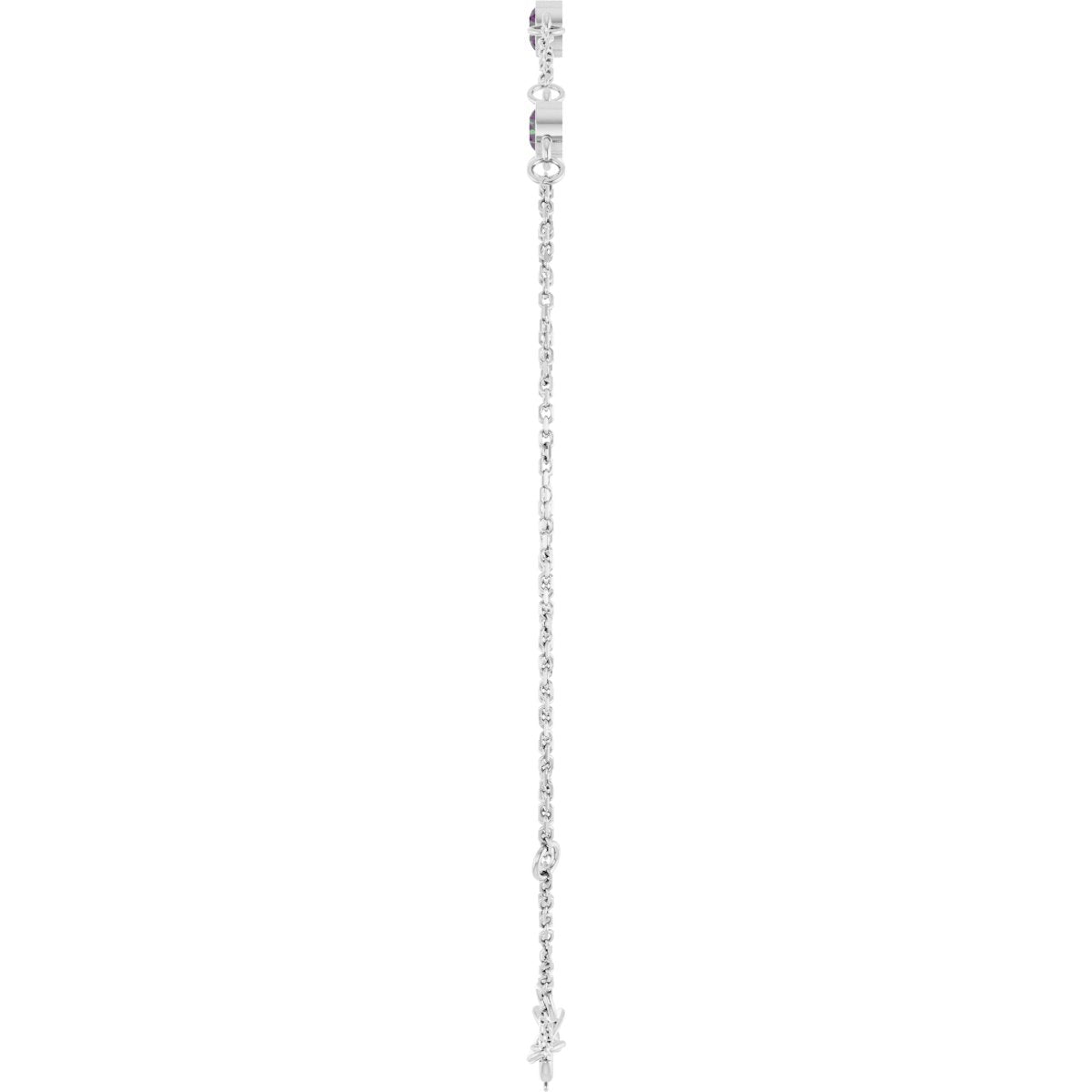 Lab-Grown Alexandrite Bezel-Set 3-Stone Bracelet in 14k white gold