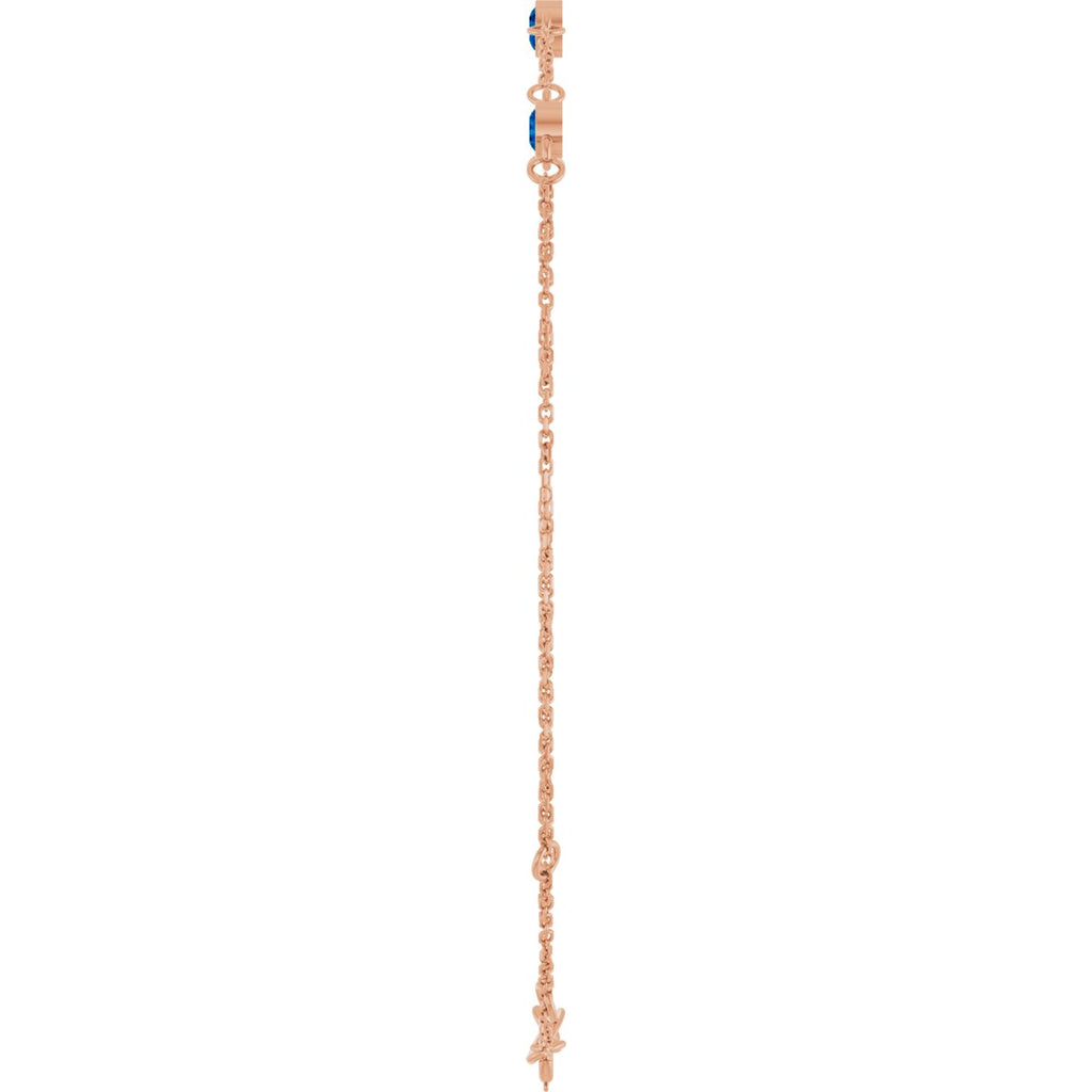 Lab-Grown Blue Sapphire Bezel-Set 3-Stone Bracelet in 14k rose gold