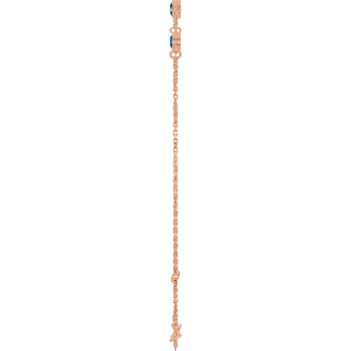 Lab-Grown Blue Sapphire Bezel-Set 3-Stone Bracelet in 14k rose gold