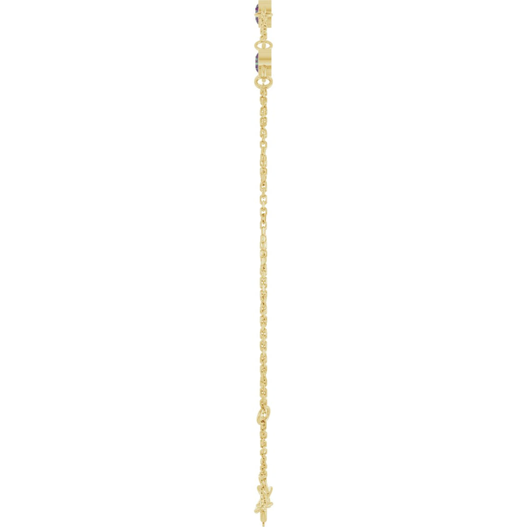 Lab-Grown Alexandrite Bezel-Set 3-Stone Bracelet in 14k yellow gold