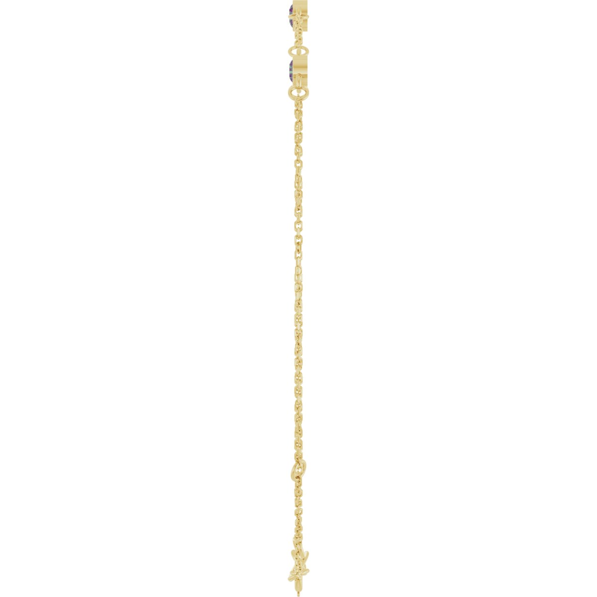 Lab-Grown Alexandrite Bezel-Set 3-Stone Bracelet in 14k yellow gold