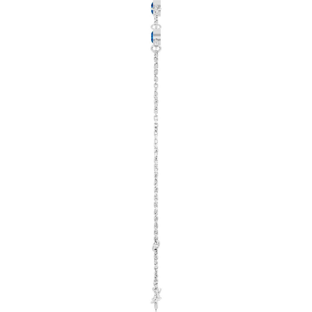 Lab-Grown Blue Sapphire Bezel-Set 3-Stone Bracelet in 14k white gold