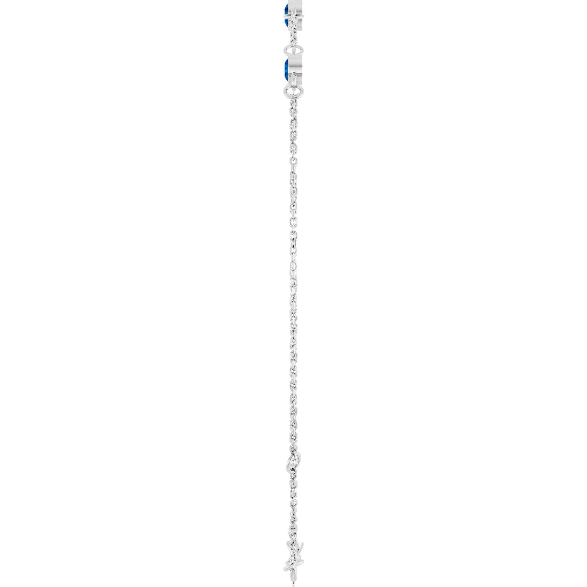 Lab-Grown Blue Sapphire Bezel-Set 3-Stone Bracelet in 14k white gold
