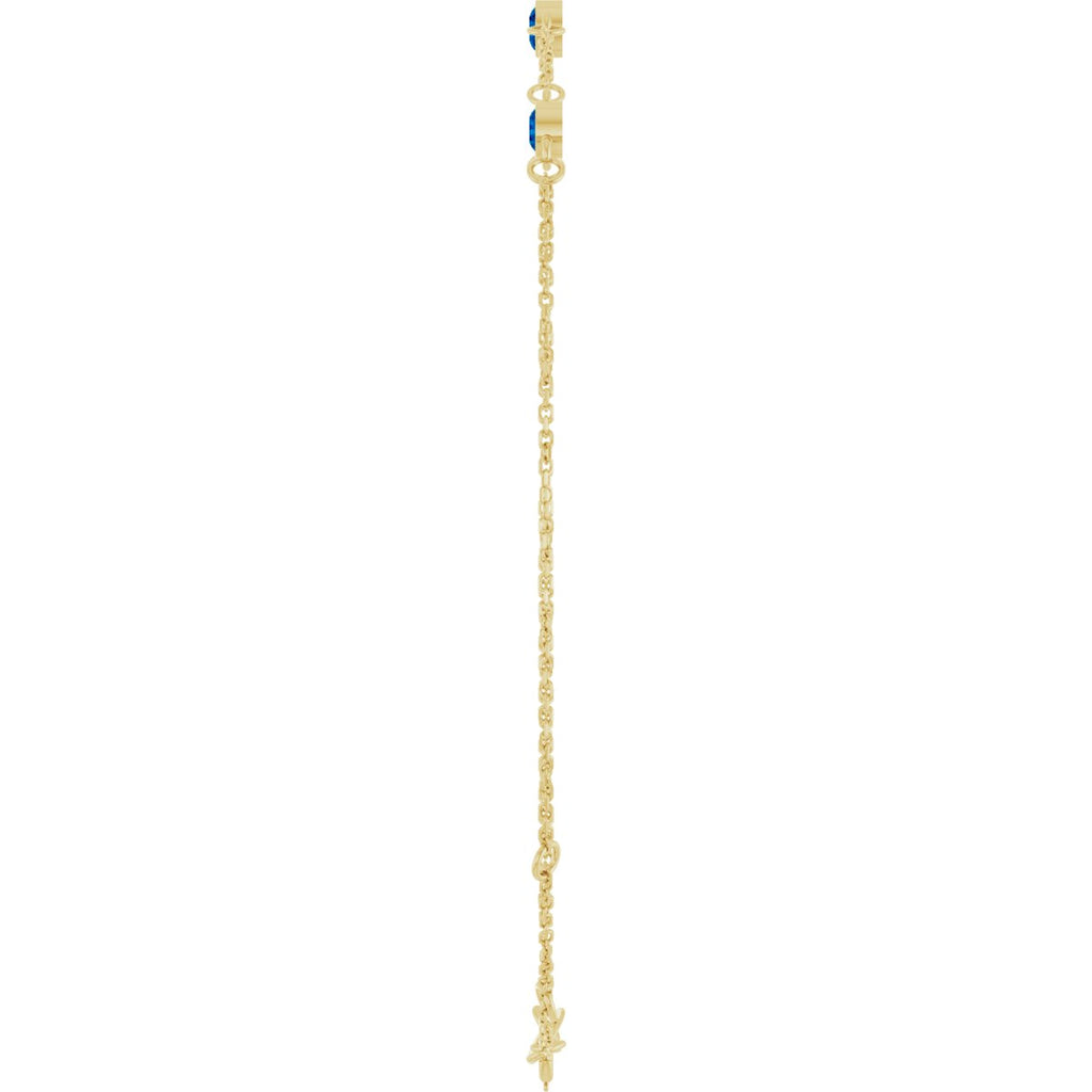Lab-Grown Blue Sapphire Bezel-Set 3-Stone Bracelet in 14k yellow gold