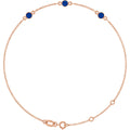 Lab-Grown Blue Sapphire Bezel-Set 3-Stone Bracelet in 14k rose gold